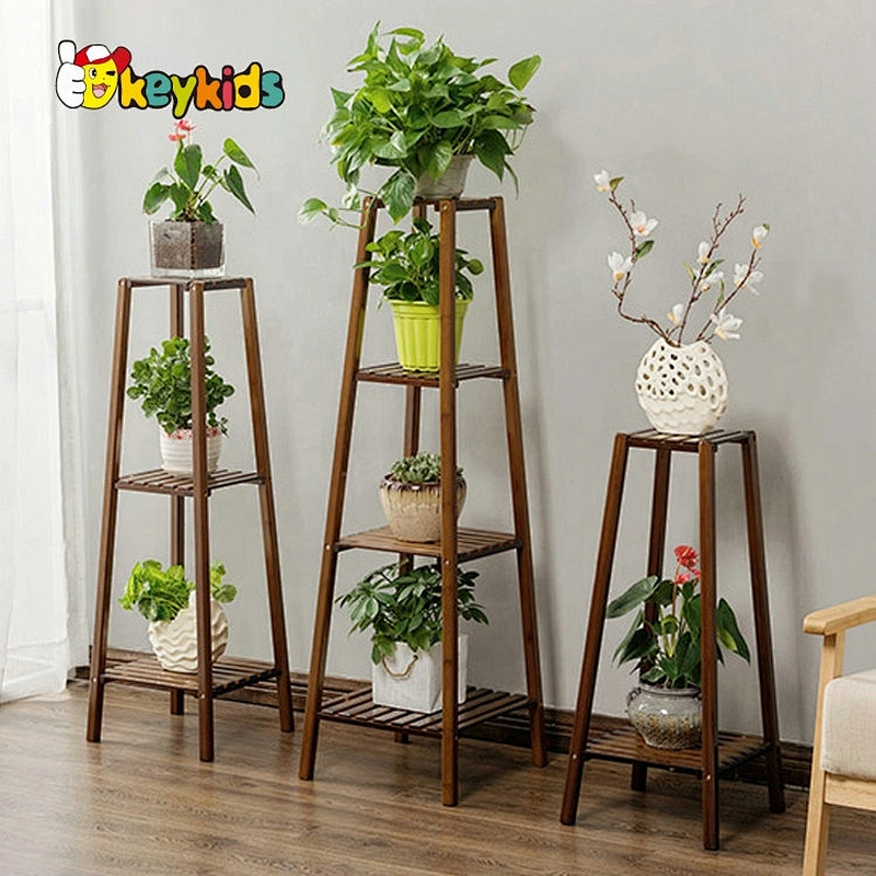 New arrival 2 layers brown wooden plant stand indoor for wholesale W08H113