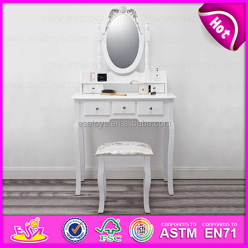 High performance white wooden dressing table with antique french design W08H016
