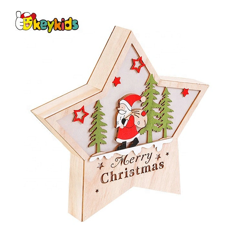 High quality christmas wooden light up star for decorations W09D086
