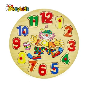 New hottest educational wooden teaching time clock for children W14B005