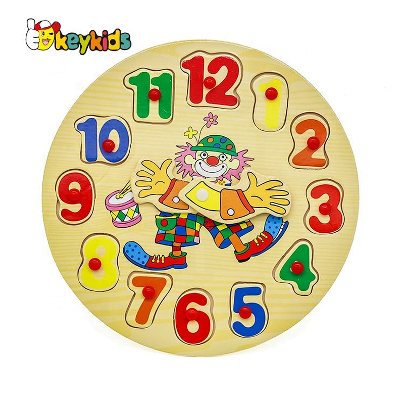 New hottest educational wooden teaching time clock for children W14B005