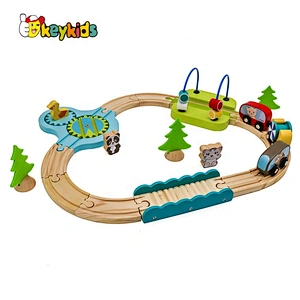 2019 Top sale 24 pieces children mini wooden toy railway set for wholesale W04C179