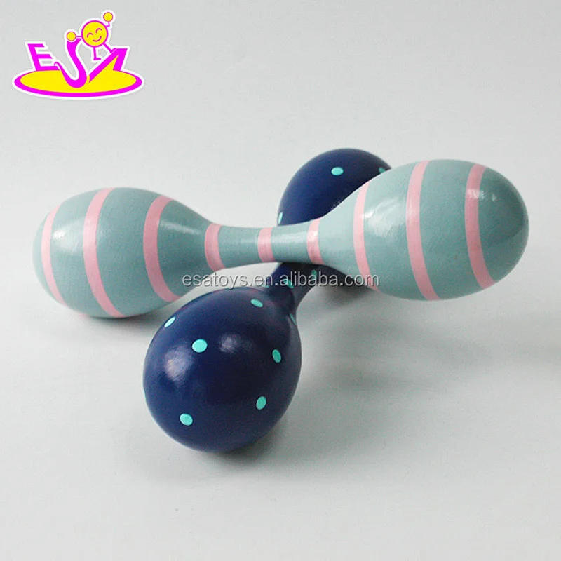 Wholesale custom double heads wooden shaking maracas for kids W07I129