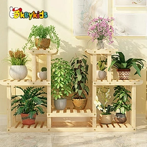 Custom movable wooden outdoor plant shelves and racks for wholesale W08H118