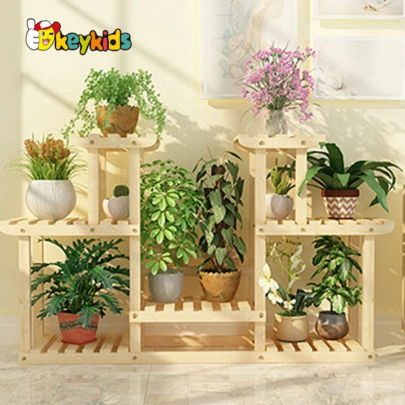 Custom movable wooden outdoor plant shelves and racks for wholesale W08H118