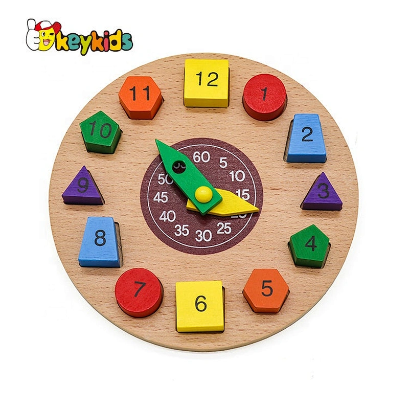 New hottest early teaching wooden shape sort clock for kids W14K055