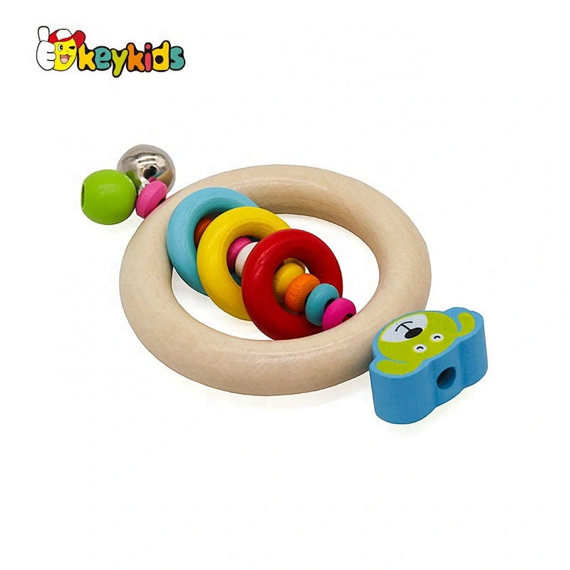 Hot sale play gym beech wooden teething ring baby rattle toys W08K307