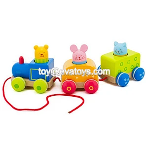 New hottest funny kids pull wooden chicken toys with customize W05B165