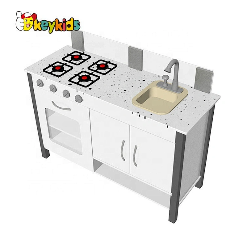 New design interactive Musical Pretend Play kids wooden toy kitchen with real water W10C633