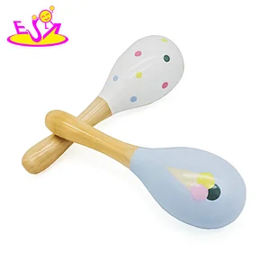 New design educational mini wooden musical toy maracas for baby W07I139