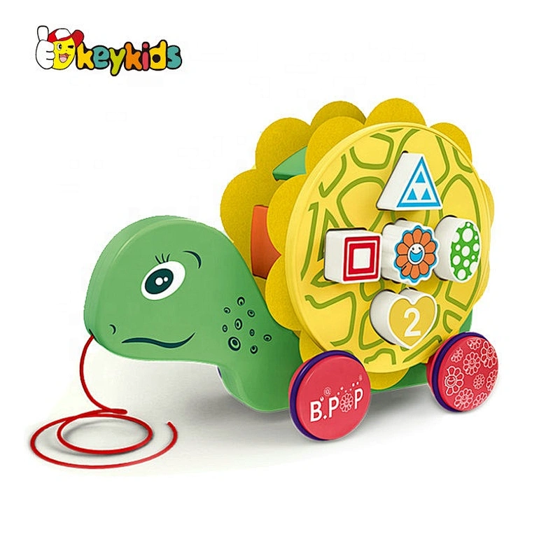 high quality preschool mini wooden crocodile pull toy for kids W05B201