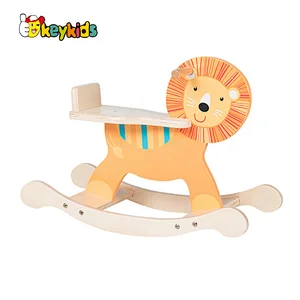 High quality kids wooden lion rocking horse for wholesale W16D128