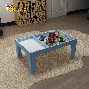 high quality kindergarten educational DIY wooden building block table for kids W08G287A