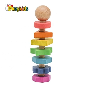 2021 Customize educational wooden rainbow nut toy for kids W03C037