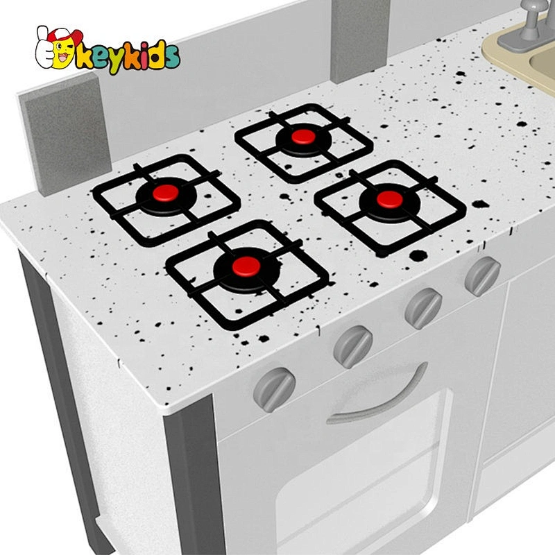 New design interactive Musical Pretend Play kids wooden toy kitchen with real water W10C633