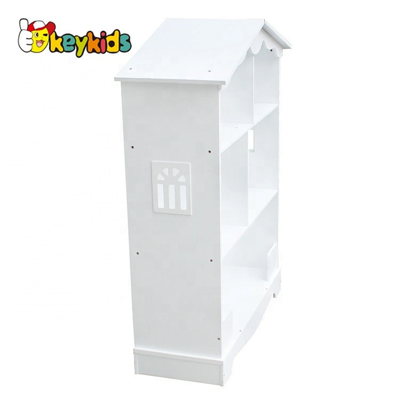 New design dollhouse shaped wooden white bookcase for children W08D015B