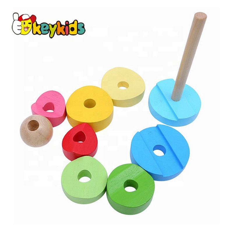 2019 Top sale baby stack it wooden block stacking game for wholesale W13D211