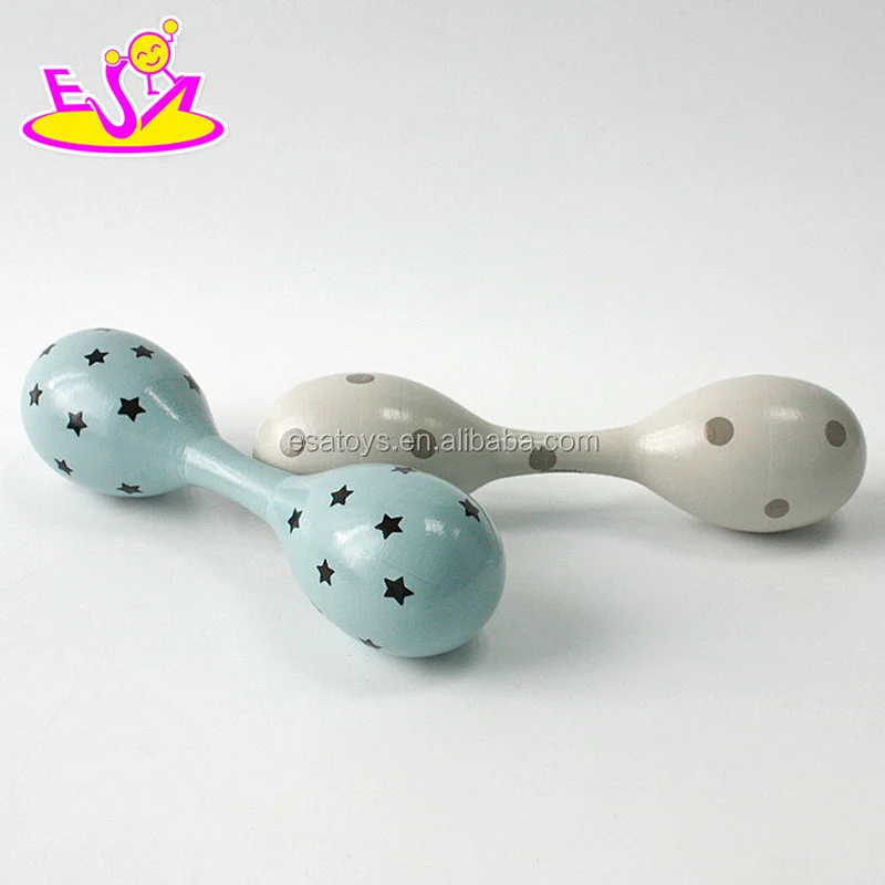 Wholesale hand painted mini maracas wooden hand shaker instrument for children W07I130