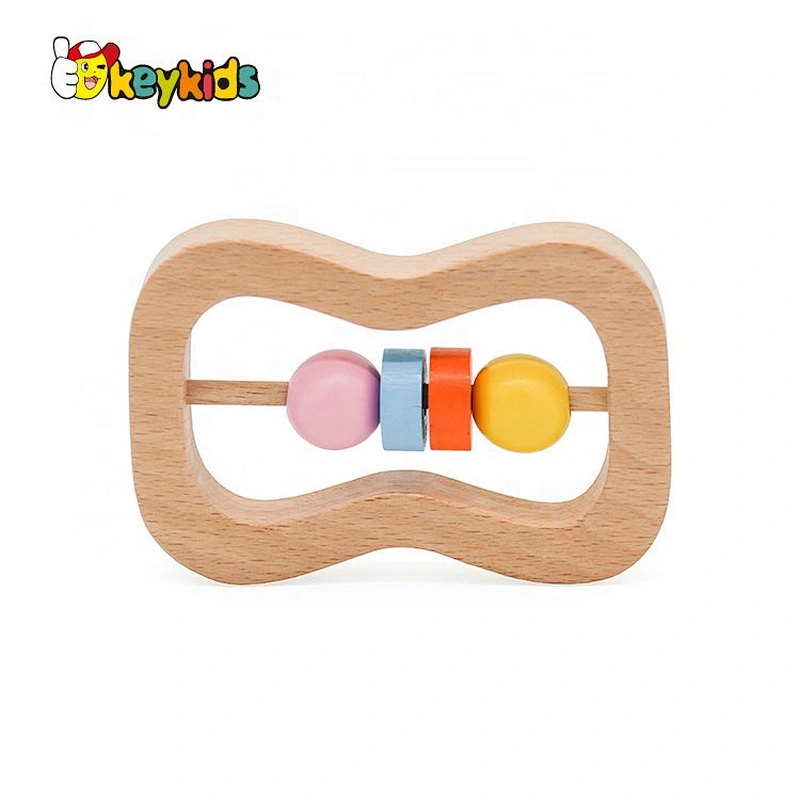 Cusomize newborn Montessori rattles toys wooden baby teether for sale W08K314