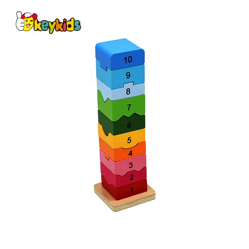 Hot selling children educational wood stacking block toys with number W13D330