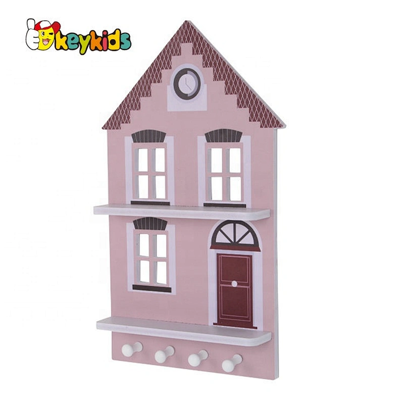 2020 High quality kids wood floating shelves with hooks W08C313