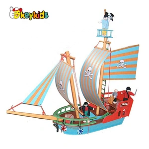 2020 New arrived educational wooden pirate ship toy for kids W03B117