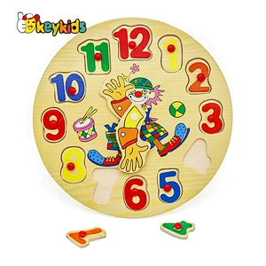 New hottest educational wooden teaching time clock for children W14B005