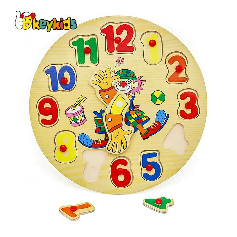 New hottest educational wooden teaching time clock for children W14B005