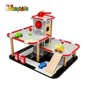 New arrival educational play set wooden parking garage toy for children W04B076