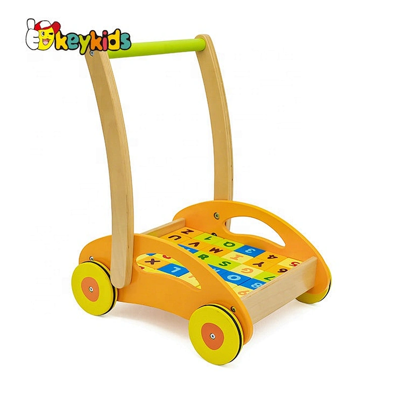 wholesale educational wooden building block cart for kids W16E017B