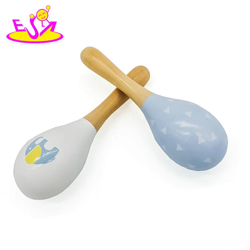 New arrival cartoon paint wooden children maracas for education W07I141