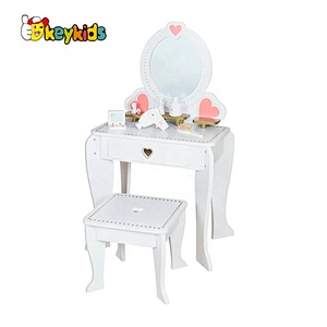 2021 New released girls white wooden toy makeup table for wholesale W08H102B