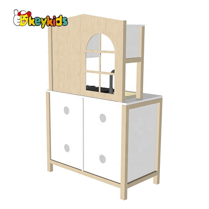 New design wood interactive water function wooden kids kitchen play set for pretend play W10C636