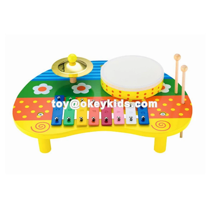 High Quality Musical Wooden Drum Set For Baby W07F032
