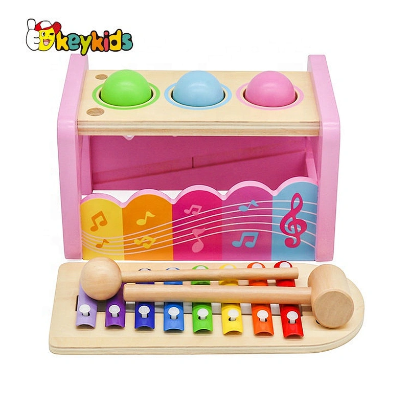 Customize musical toys wooden tap and pound hammer bench for kids W07C091B