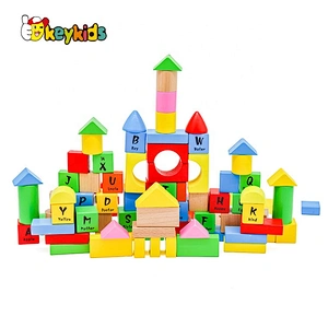wholesale cheap 100 pieces children educational wooden abc blocks with bag W13B025
