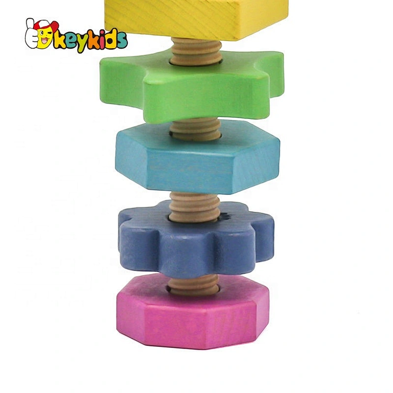 2021 Customize educational wooden rainbow nut toy for kids W03C037