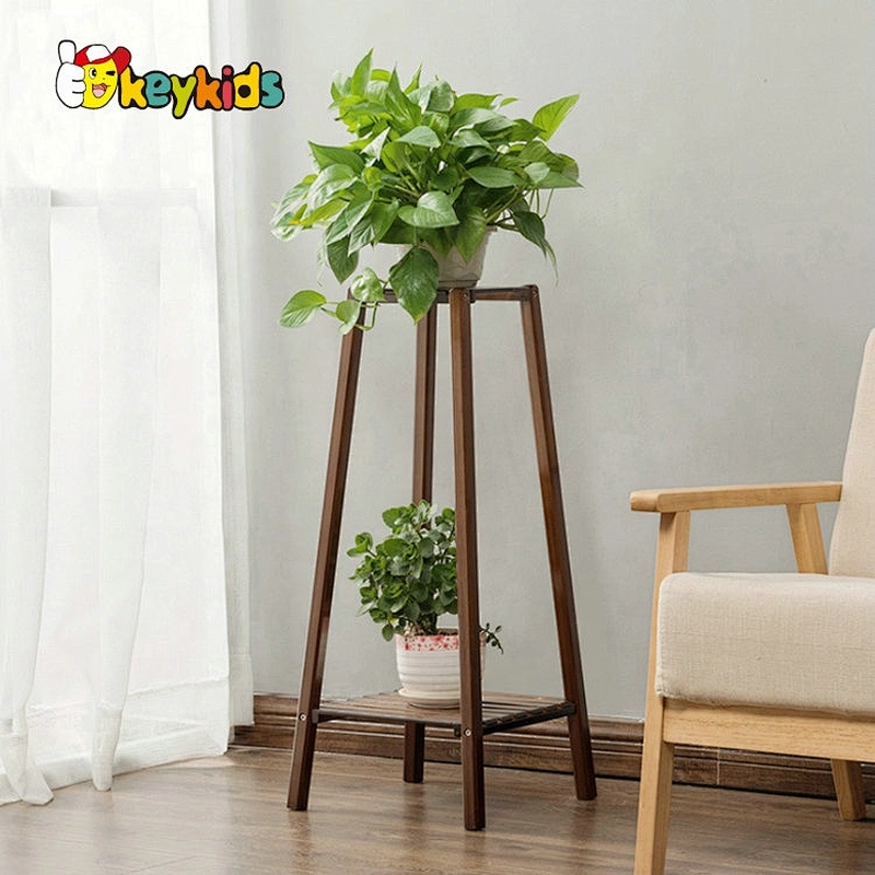 New arrival 2 layers brown wooden plant stand indoor for wholesale W08H113
