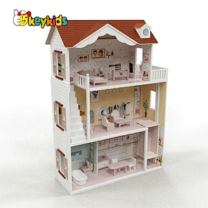 New hottest girls miature wooden dollhouse with stairs inside W06A417