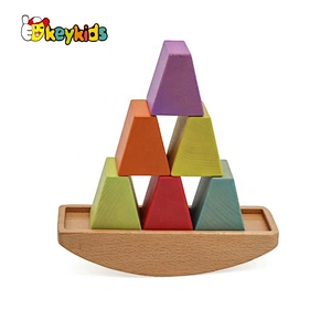 Customize rainbow colored wooden balancing blocks for kids W11F091