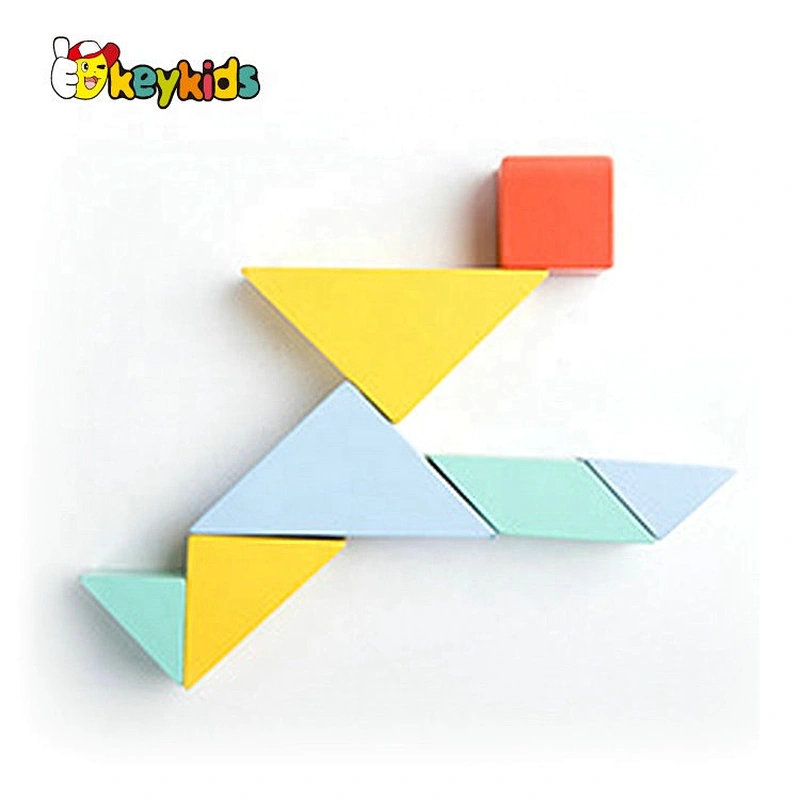 Customize colored wooden tangram puzzle for kids W11D011