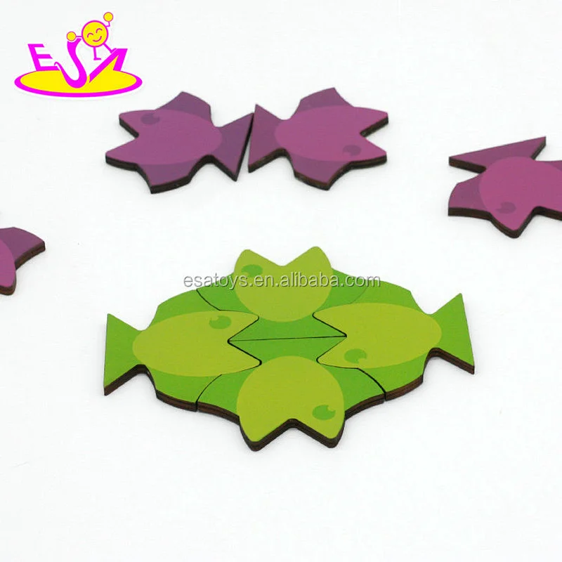 Customize different colors 3d wooden fish puzzle for kids W14A183