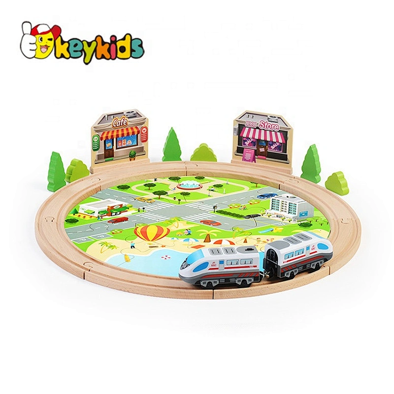2019 Top sale 29 pcs kids wooden electric train tracks toys for wholesale W04C152