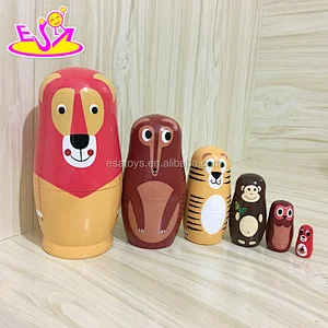Customize 6 In 1 Cartoon Wooden Nesting Dolls toy For Children W06D100