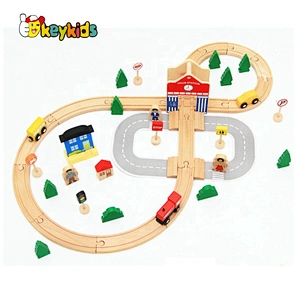2020 New arrival 108pcs mini wooden train tracks for kids W04C192