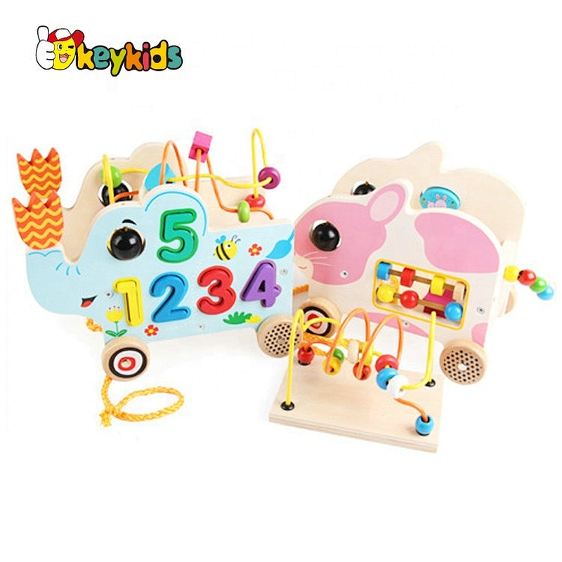 2020 New arrived educational wooden school bus toy for toddlers W05C141