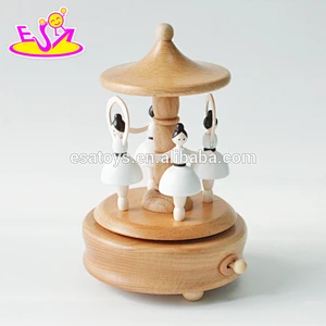 Customize funny train toys wooden vintage music box for kids W07B039