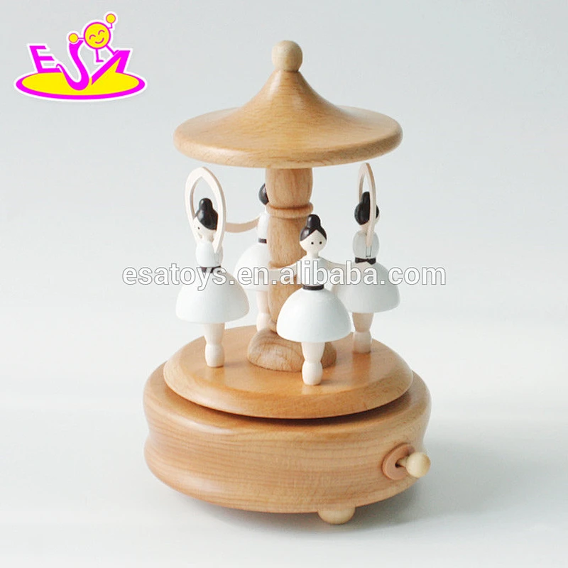 Customize funny train toys wooden vintage music box for kids W07B039
