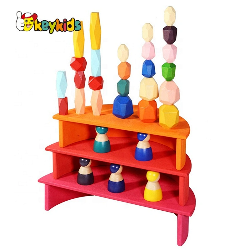 2021 New released educational play set wooden rainbow sensory blocks for kids W13A247