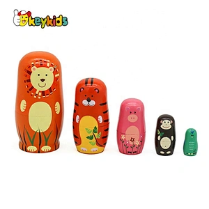 Customizable Hand Paint Animal Wooden Nesting Dolls Toy W06D150